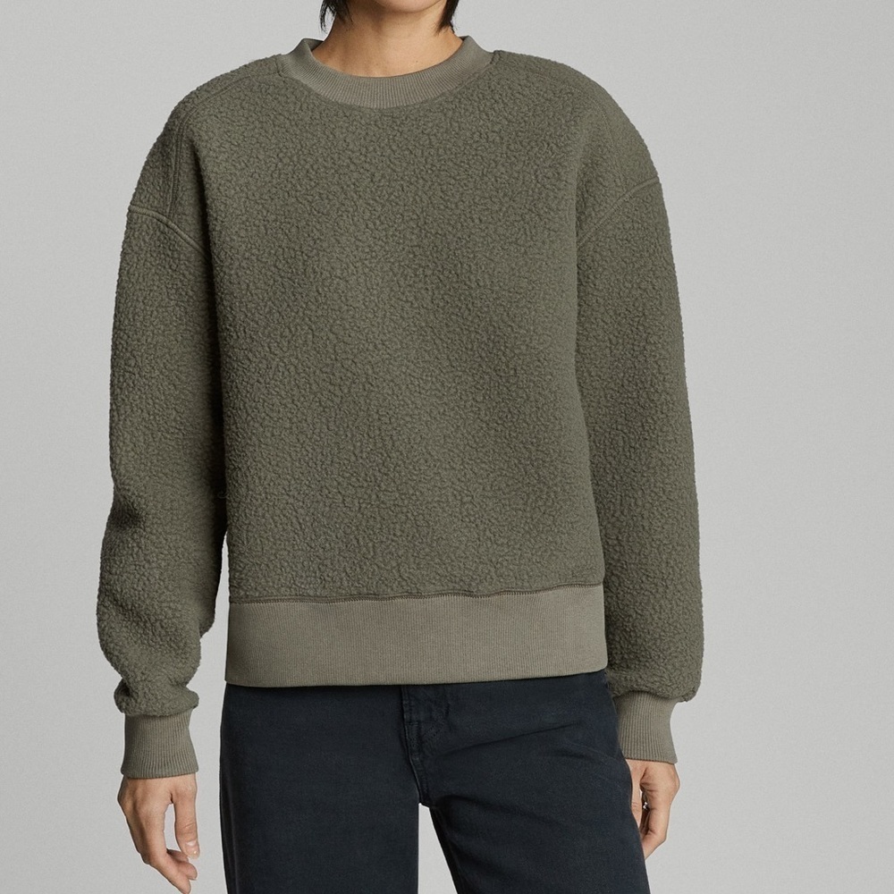 Everlane The ReNew Teddy Oversized Crew Neck Sweater Kalamata Size Small